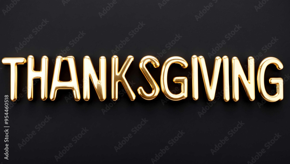 thanksgiving word gold metallic shiny lettering on plain black background thanksgiving word gold metallic shiny lettering on plain black background