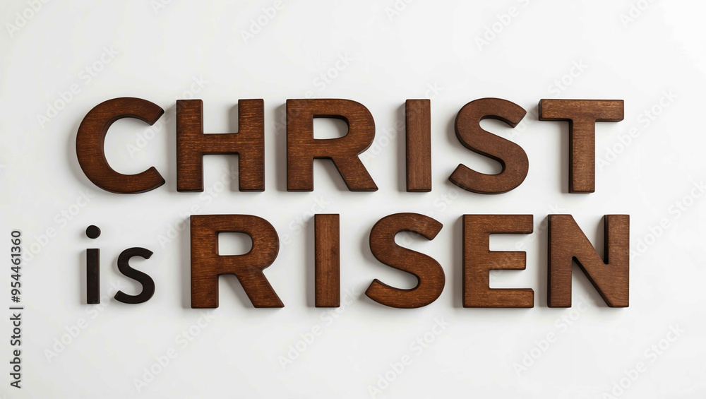 christ is risen word brown wood letters on plain white background christ is risen word brown wood letters on plain white background