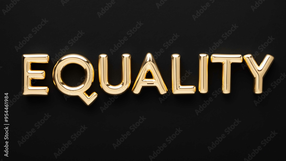 equality word gold metallic shiny lettering on plain black background equality word gold metallic shiny lettering on plain black background