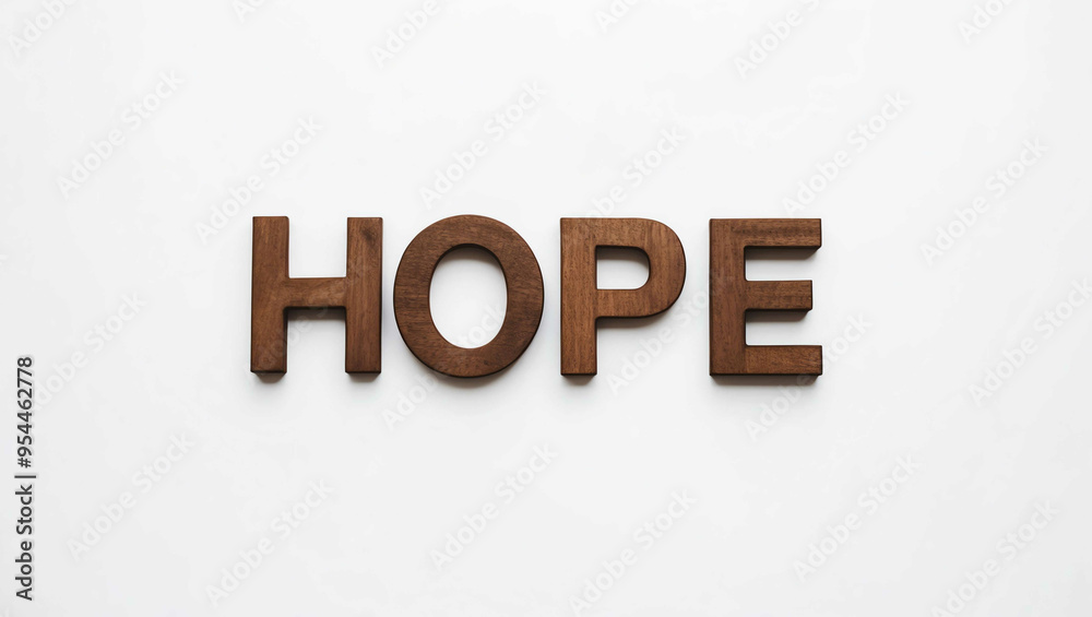 Fototapeta premium hope word brown wood letters on plain white background