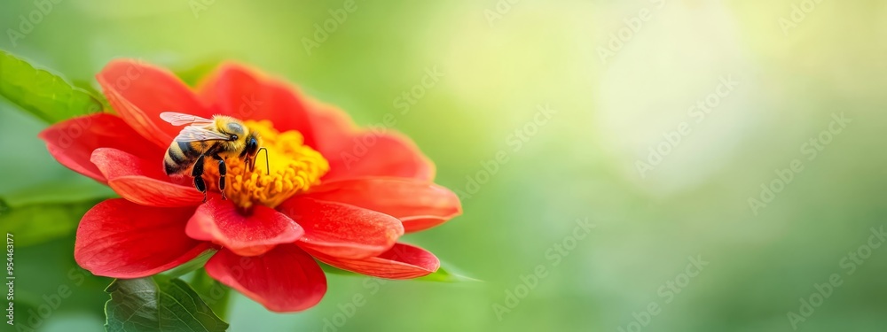 bee at its center, blurred background bee at its center, blurred background