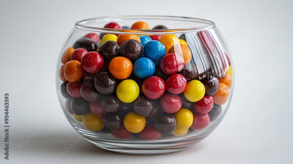 Colorful Chocolate Candies in Glass Bowl Colorful Chocolate Candies in Glass Bowl