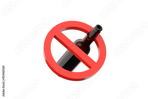 Fotografie Prohibition sign crossing out a beer bottle for alcohol awareness