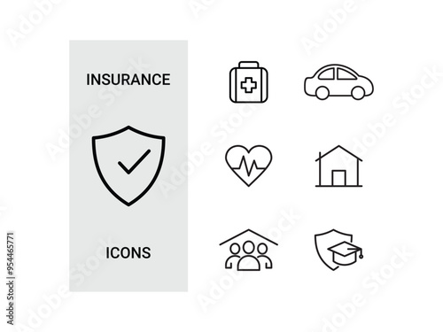 Insurance Line Art Icon Set