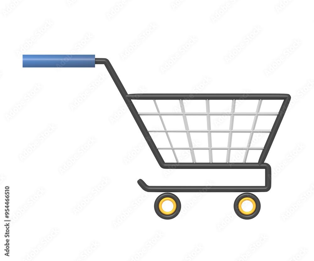 Shopping cart of rendering 3d Shopping cart of rendering 3d