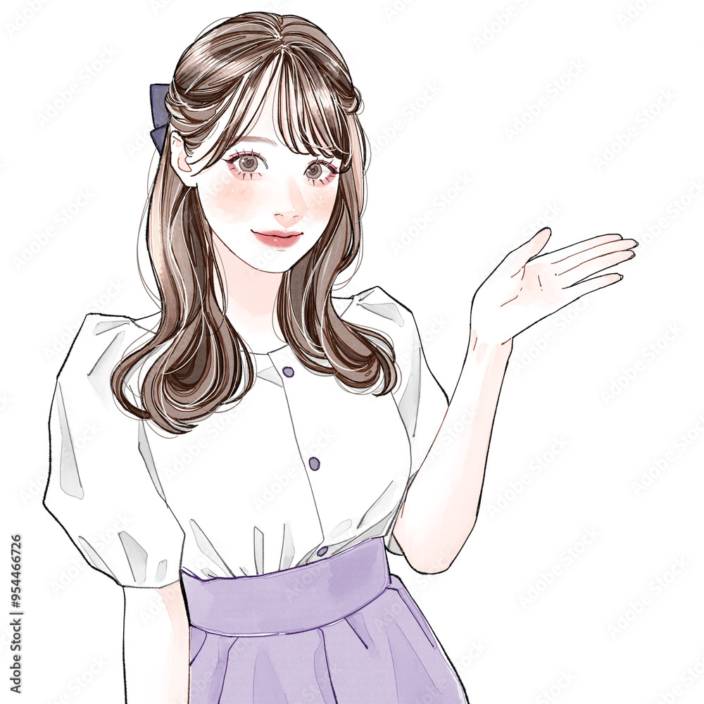 紹介している女性 紹介している女性