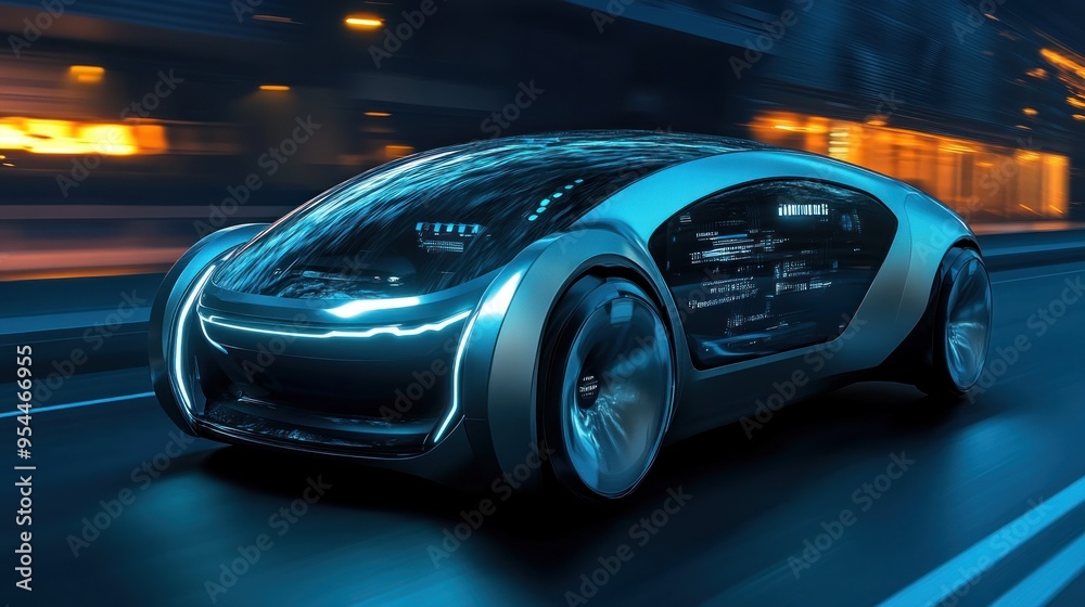 Futuristic Electric Car in Motion Futuristic Electric Car in Motion