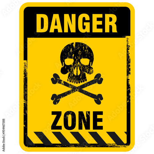 Danger, zone sign and sticker vector