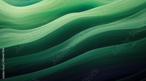 Green waves undulate, forming a serene and abstract digital water world 
