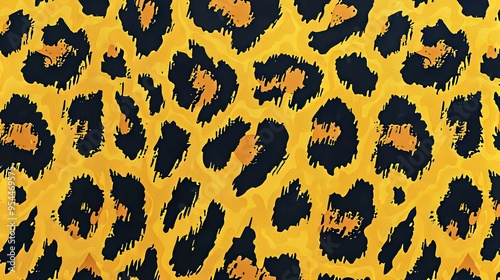 Abstract Yellow and Black Leopard Print Pattern
