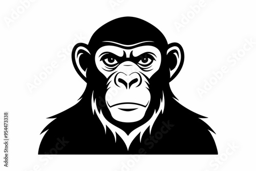 Chimpanzee Silhouette, Chimpanzee monkey silhouette vector