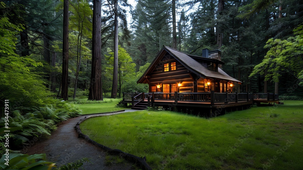 Vacation cabin in a serene forest setting Vacation cabin in a serene forest setting