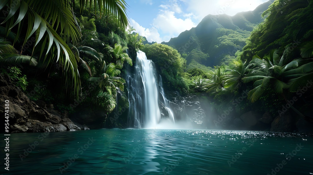 Waterfall in a lush, tropical jungle Waterfall in a lush, tropical jungle