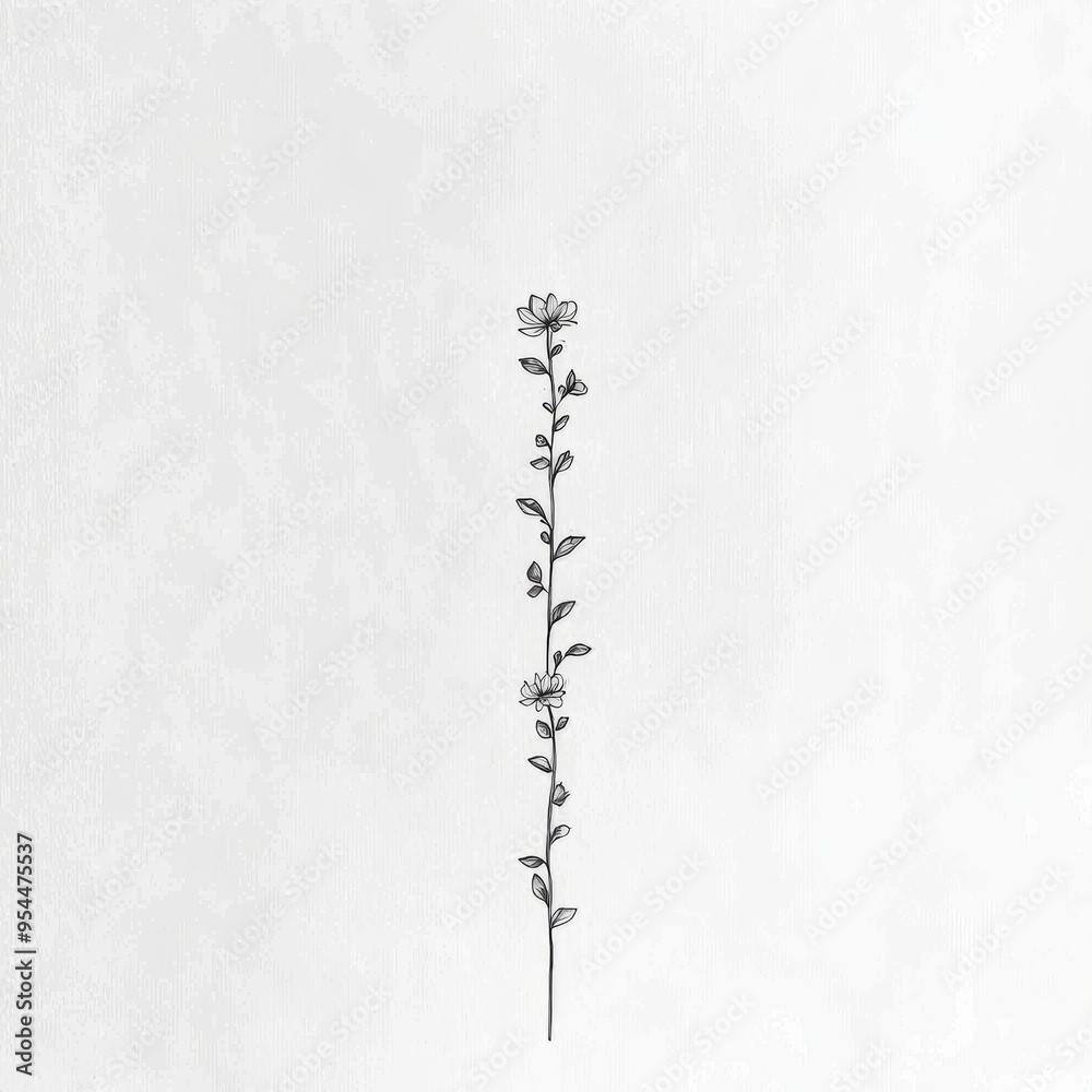 Minimalist Floral Stem with Delicate Flowers Minimalist Floral Stem with Delicate Flowers