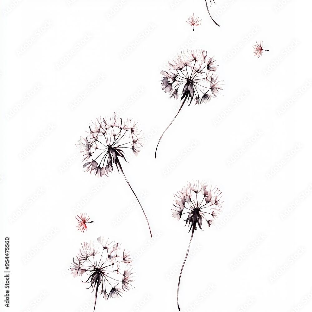 Delicate Dandelion Watercolor Illustration Delicate Dandelion Watercolor Illustration