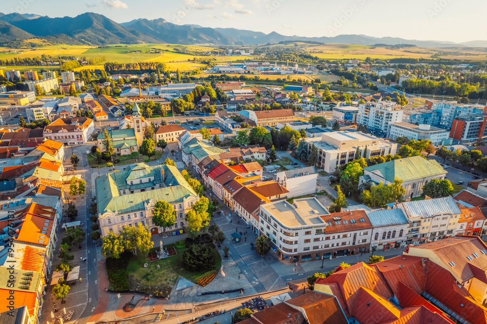 Obraz premium Liptov region in the backround with Liptovska mara lake and Tatras mountains around Liptovsky Mikulas, Slovakia