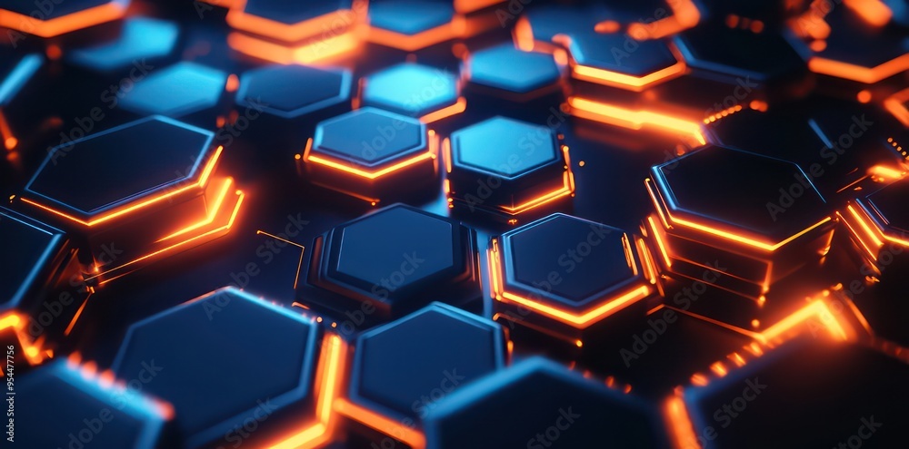 Abstract background with glowing hexagons with Futuristic technology Abstract background with glowing hexagons with Futuristic technology