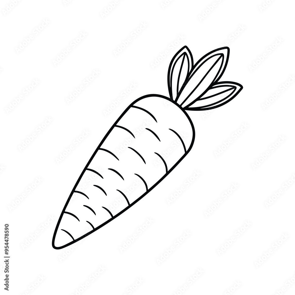 Root Vegetable Icon. Simple Carrot Line Art on White Background Root Vegetable Icon. Simple Carrot Line Art on White Background