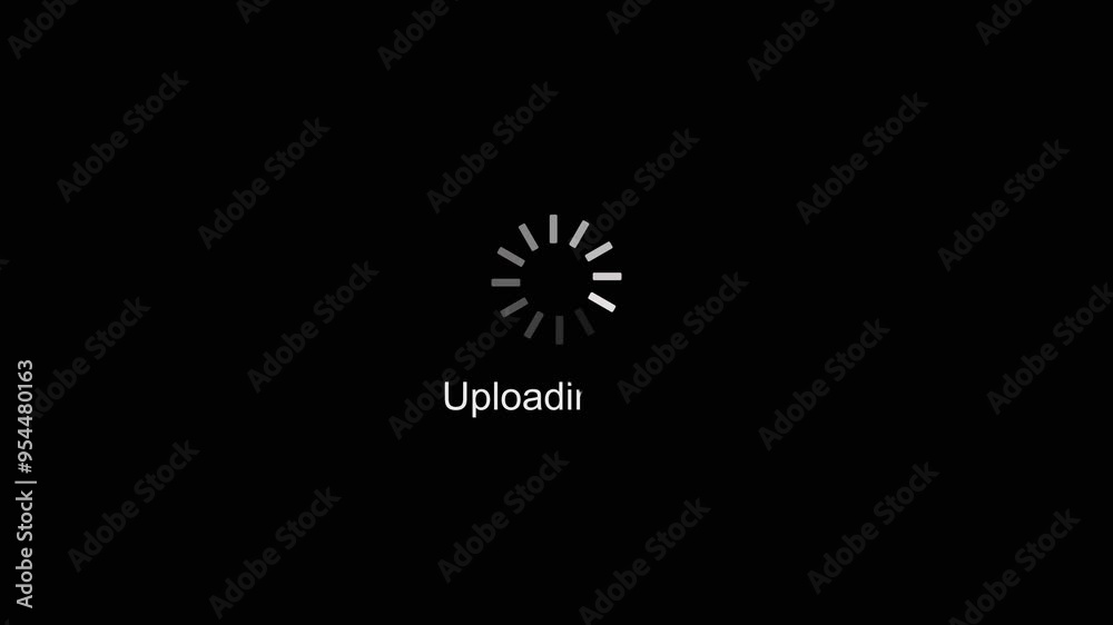 Uploading  progress bar animation on black background .  4K Footage video