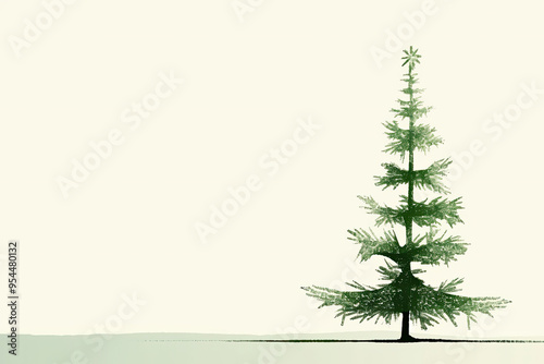 Minimalist Christmas Tree Illustration on a Light Background