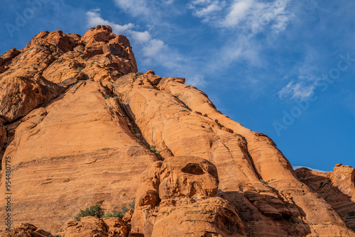 Red Snow Canyon Desert Rocks Blue Sky