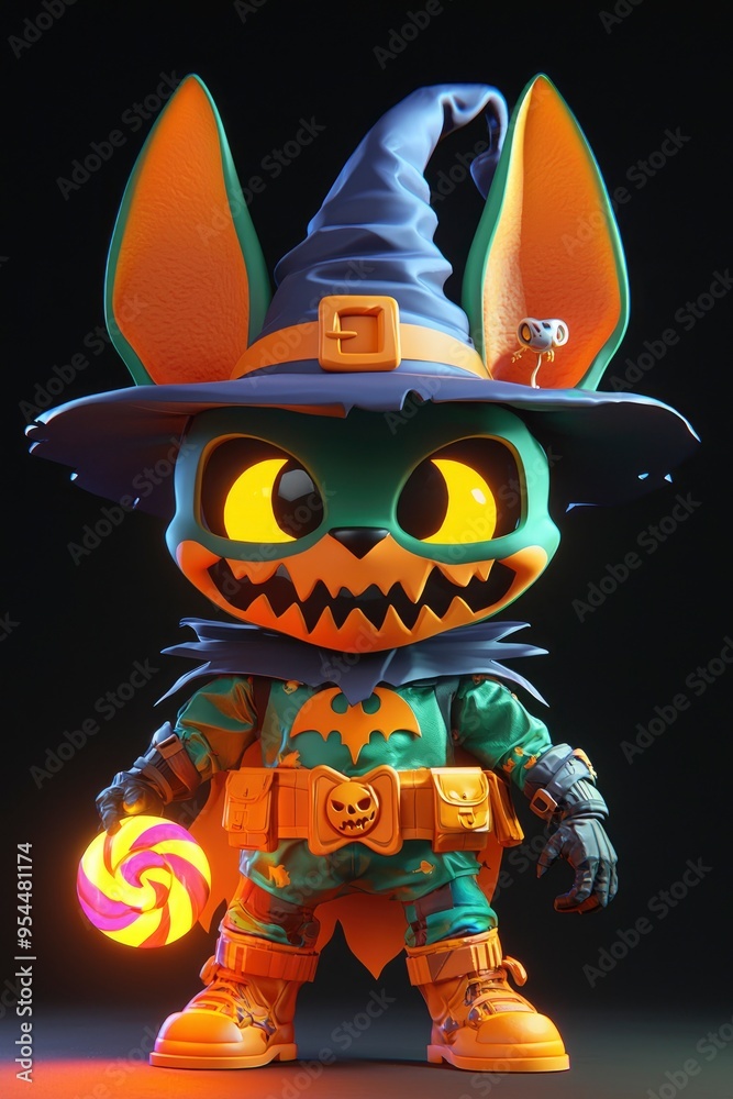 Cute Halloween Monster Holding Candy Cute Halloween Monster Holding Candy