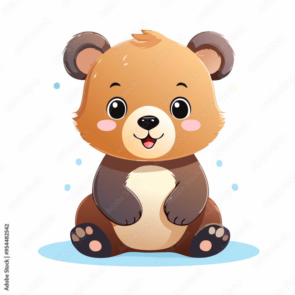 Fototapeta premium Bear Cute Small Cartoon Baby Animal Character 