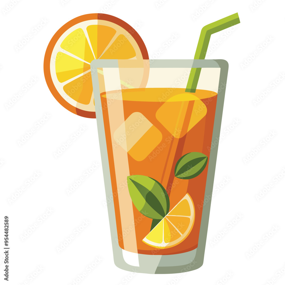 Lemon juice in glass with slice of vector illustration Cartoon Style , Natural fresh squeezed juice. Lemon juice in glass with slice of vector illustration Cartoon Style , Natural fresh squeezed juice.
