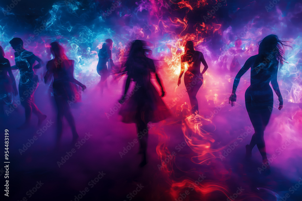 Neon Dreamscape: Figures in the Mist of Imagination - Generative AI Neon Dreamscape: Figures in the Mist of Imagination - Generative AI