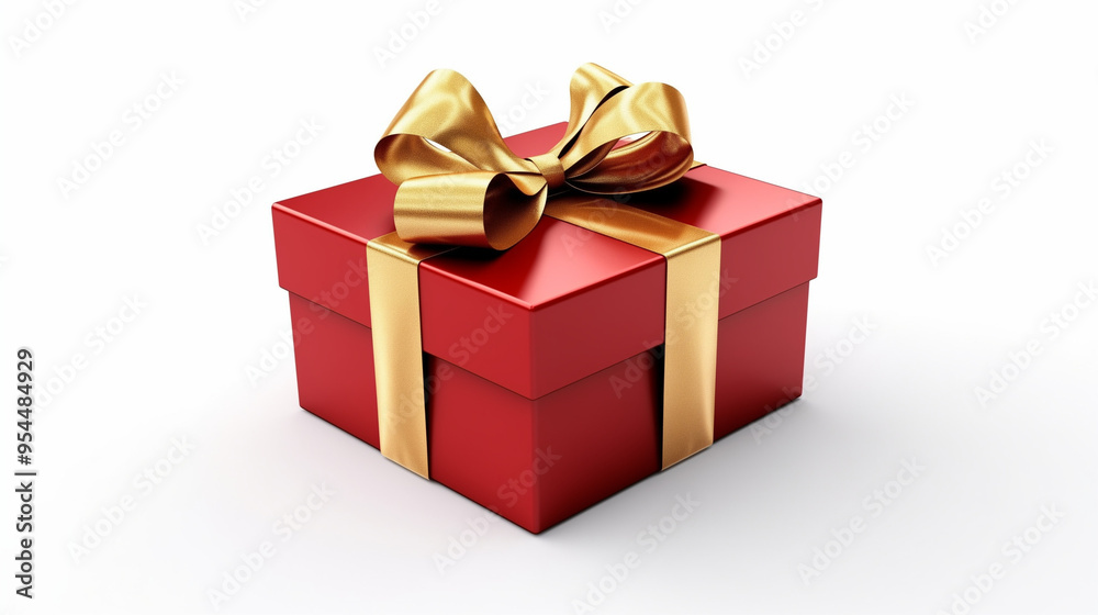 gift box wrapped with gold bow and ribbon isolated on white background gift box wrapped with gold bow and ribbon isolated on white background