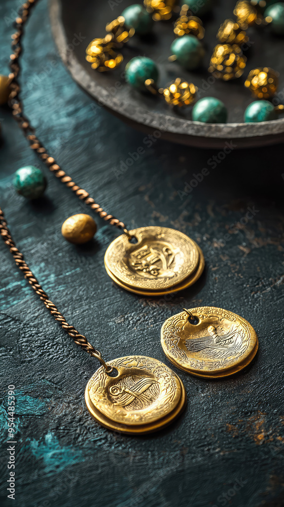 Mystical Gold: Ancient Talismans with Intricate Designs and a Touch of Mysticism