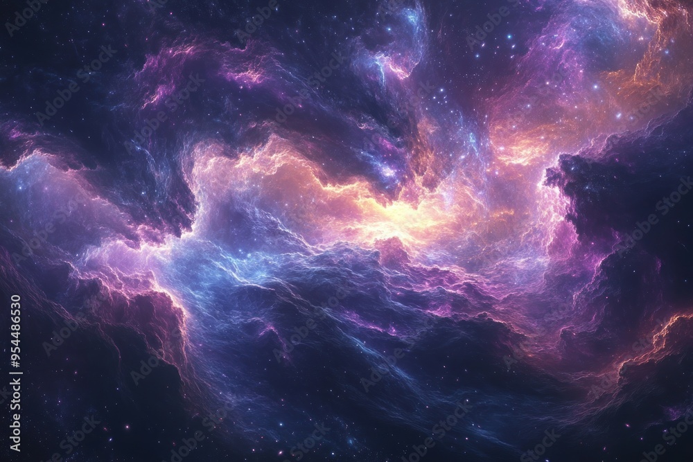 Cosmic Nebula with Swirling Gas and Stars Cosmic Nebula with Swirling Gas and Stars