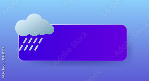 Rainy. Empty tile to place your content, weather forecast app or website. Cloud, lightning, thunderstorm, autumn, downpour, overcast, wind, temperature, precipitation, degrees Celsius, Fahrenheit