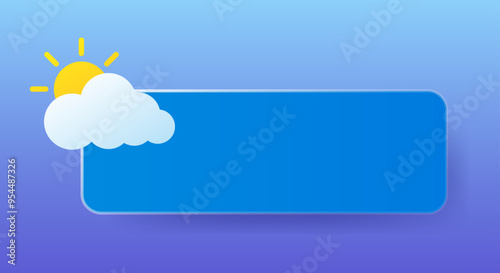 Partly cloudy. Empty tile to place your content, weather forecast app or website. Sun, overcast, autumn, downpour, wind, temperature, precipitation, conditions, degrees Celsius, Fahrenheit