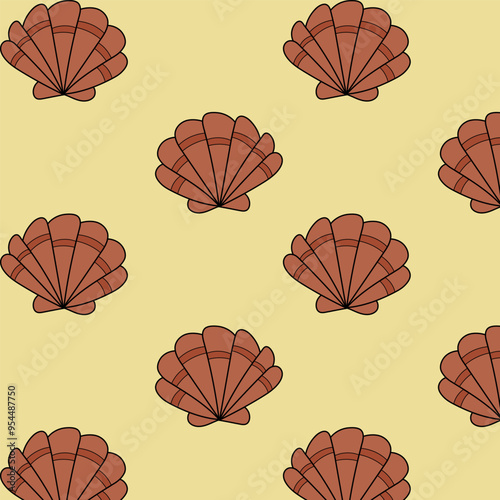 The pattern of seashells and mollusks