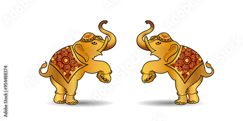Decorative golden festive Elephant design for indian festival Diwali, dhanteras, durga puja, navratri and dussehra.