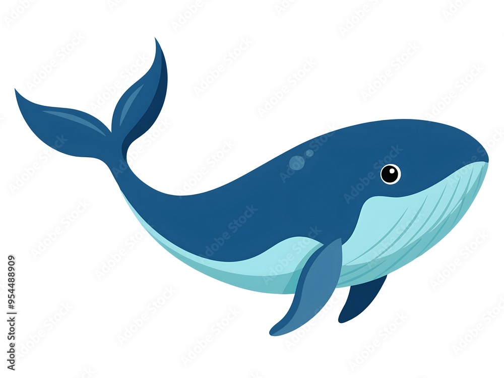 Obraz premium Whale cartoon illustration isolated on white background