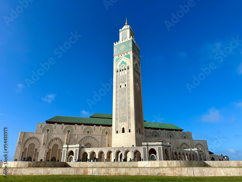 Hassan II Mosque, a mosque in Casablanca, Morocco. It is the largest functioning mosque in Africa and is the 7th largest in the world.