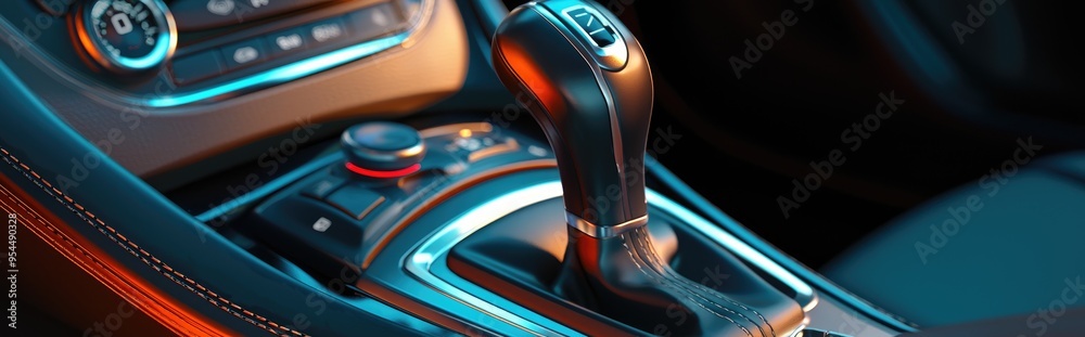 3D rendering of the parking position of an automatic gearbox control handle