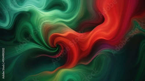 Rich red and green swirls bring life to abstract art 