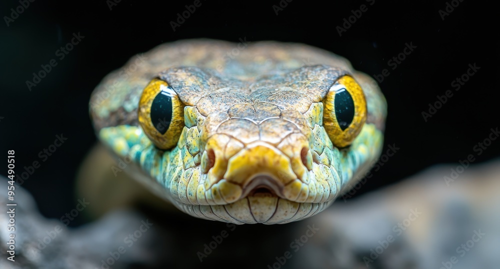 Fototapeta premium Close-up of a colorful snake's face