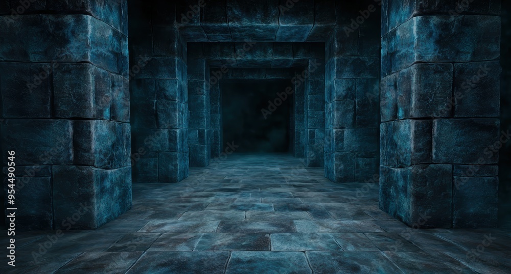 Obraz premium dark mysterious stone hallway