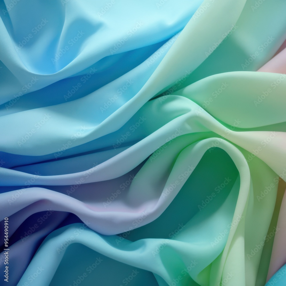 Obraz premium Rippling smooth material drapes in peaceful aqua and olive colors 