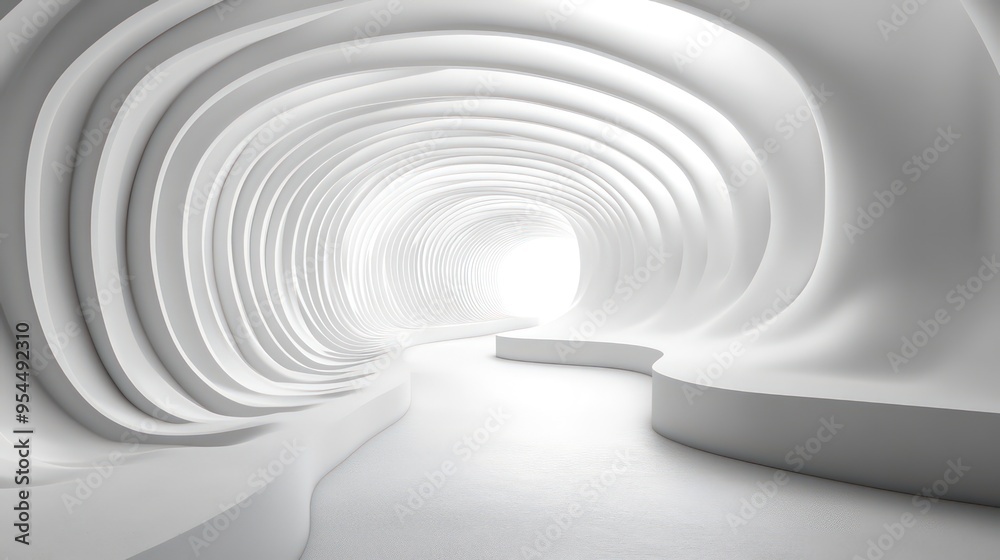 Fototapeta premium Abstract white curved background with curved wall design in a futuristic style.