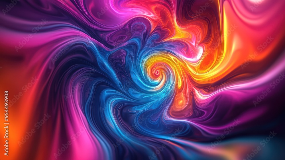 Fototapeta premium Abstract Swirling Colors with a Central Spiral