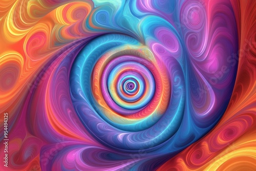 Abstract Swirling Pattern with a Central Circular Focal Point