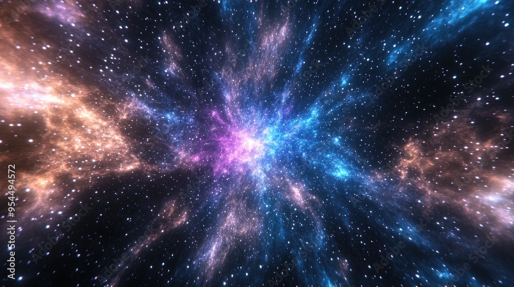 3D cartoon representation of stars in a galaxy within free space 3D cartoon representation of stars in a galaxy within free space