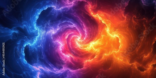 Wallpaper Mural Abstract Swirling Neon Colors in a Dark Space Torontodigital.ca