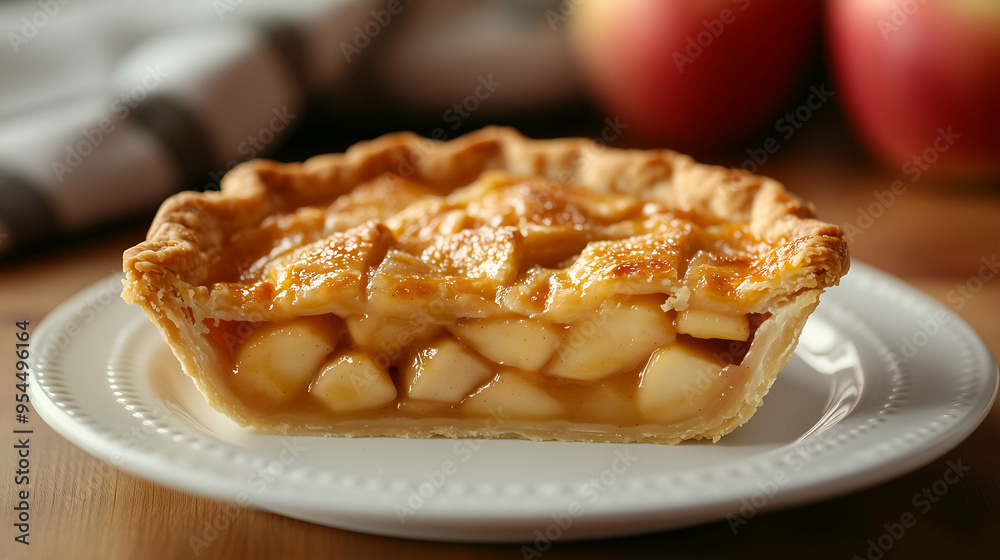 Classic apple pie slice featuring a golden, flaky crust and a sweet, gooey apple filling. Classic apple pie slice featuring a golden, flaky crust and a sweet, gooey apple filling.