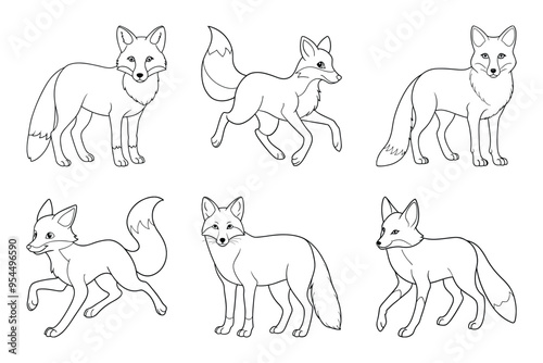 Fox Silhouette Bundle in Vector Clip Art Style